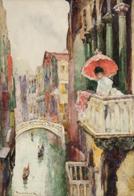 Lot 225 - Woodlock (David, 1842-1929). A Small Canal by St Mark's Venice, watercolour