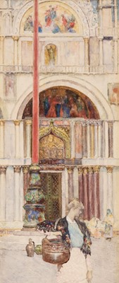 Lot 320 - Woodlock (David, 1842-1929). Flower Girl, St Mark's Basilica, Venice, watercolour