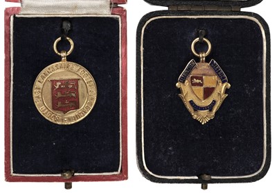 Lot 470 - Gold Fobs. 9ct gold Football Medals, 11g gross