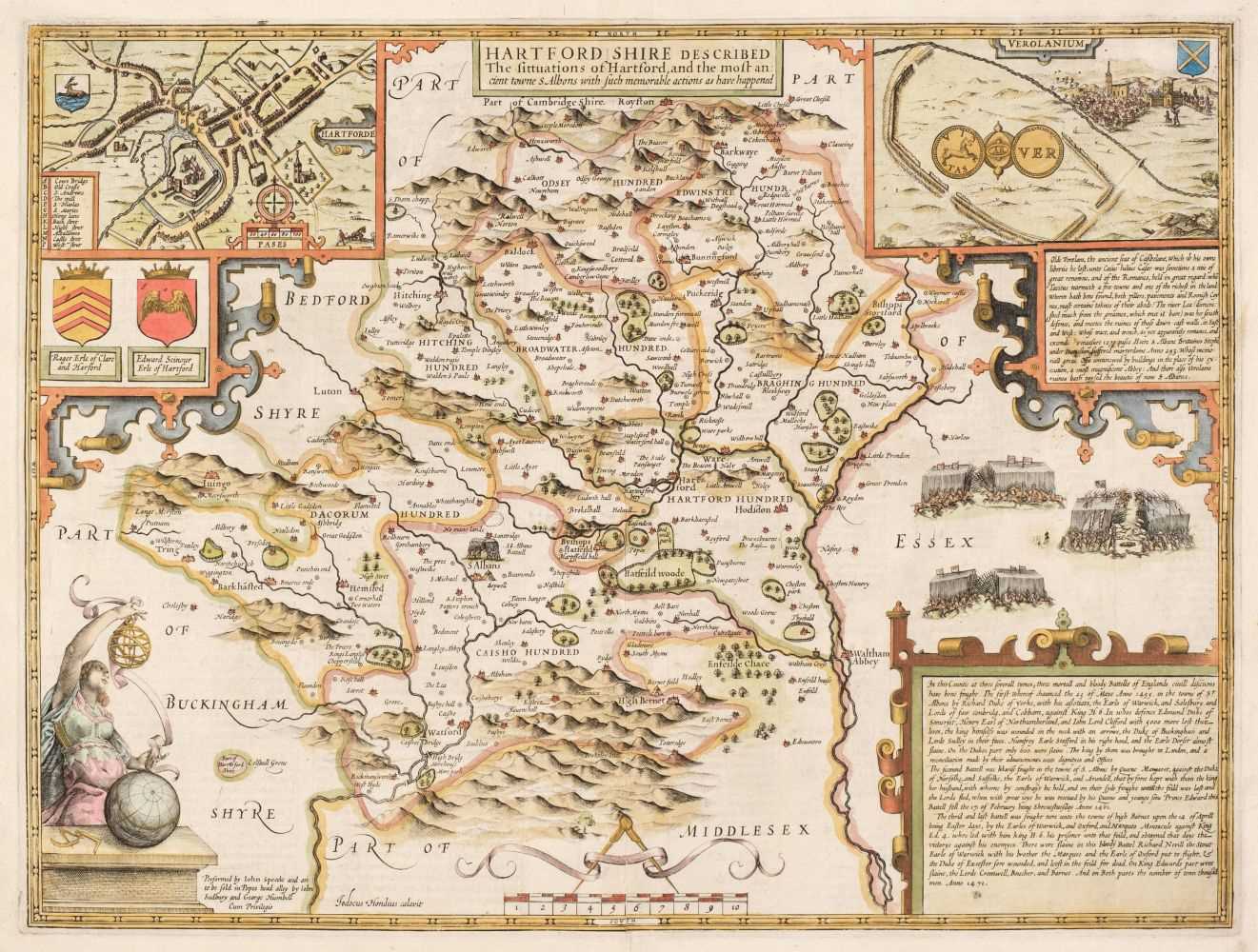 Lot 62 - Hertfordshire. Speed (John), Hartford Shire Described..., 1st edition [1611]