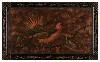 Lot 241 - Chinese bird paintings. A set of four decorative panels, Chinese export, mid 18th century
