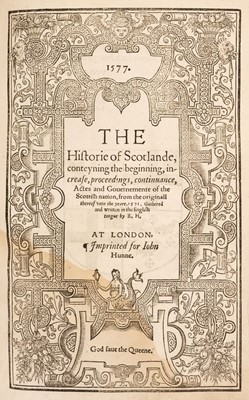 Lot 303 - Holinshed (Raphael). The Firste [- Laste] Volume of the Chronicles, 2 vols., 1st ed., 1577