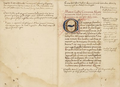 Lot 5 - Cicero (Marcus Tullius). Rhetorica Nova, Italy, 1st November 1491, manuscript on vellum