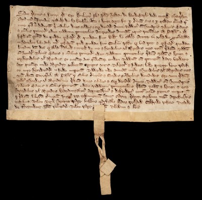 Lot 1 - Essex Deeds. A group of 8 medieval vellum deeds relating to land and property in Essex, c. 1280-1456