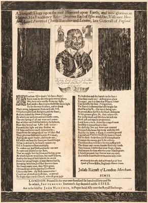 Lot 23 - Essex (Robert, third Earl of, 1591-1646). Broadsides on the Death of Robert 3rd Earl of Essex, 1646