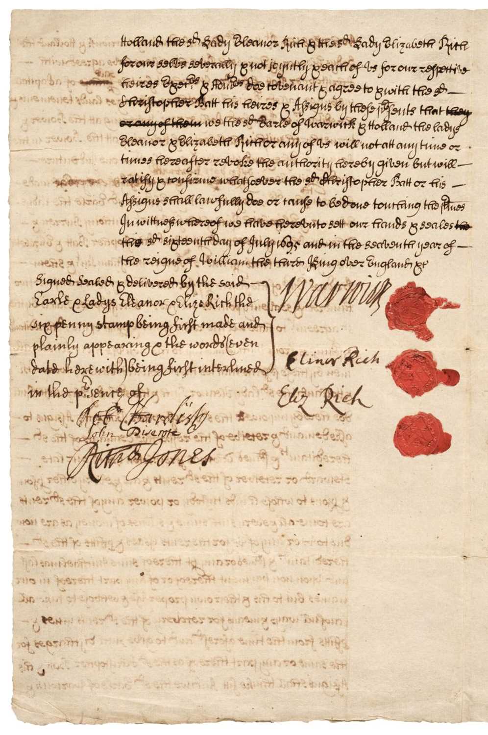 Lot 30 - Essex Deeds. A group of approximately 40 mostly vellum deeds relating to Essex, 17th century