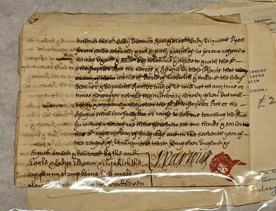 Lot 30 - Essex Deeds. A group of approximately 40 mostly vellum deeds relating to Essex, 17th century