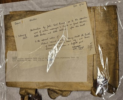 Lot 30 - Essex Deeds. A group of approximately 40 mostly vellum deeds relating to Essex, 17th century