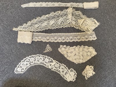 Lot 755 - Lace. A collection of lace items, some handmade, 19th-mid 20th century