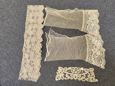 Lot 755 - Lace. A collection of lace items, some handmade, 19th-mid 20th century