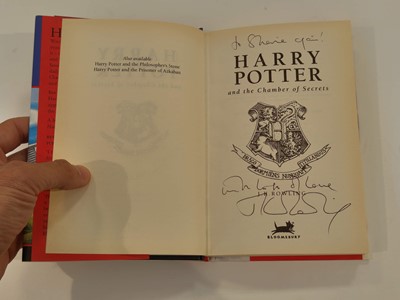 Lot 895 - Rowling (J. K.). A complete set of the Harry Potter books, all inscribed by the author, 7 volumes, 1998-2010 plus 6 other signed items