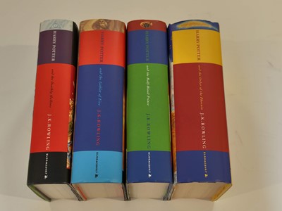 Lot 895 - Rowling (J. K.). A complete set of the Harry Potter books, all inscribed by the author, 7 volumes, 1998-2010 plus 6 other signed items