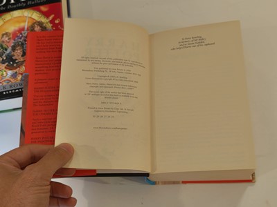 Lot 895 - Rowling (J. K.). A complete set of the Harry Potter books, all inscribed by the author, 7 volumes, 1998-2010 plus 6 other signed items