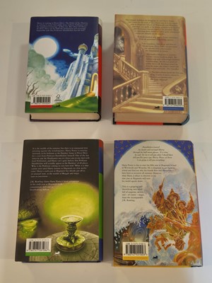 Lot 895 - Rowling (J. K.). A complete set of the Harry Potter books, all inscribed by the author, 7 volumes, 1998-2010 plus 6 other signed items