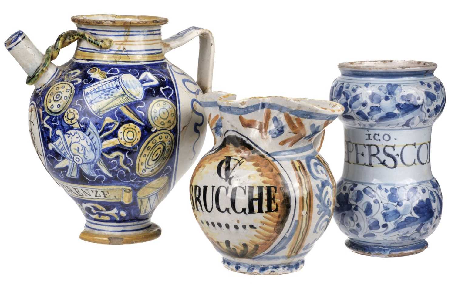 Lot 498 - Maiolica. An Italian maiolica pottery drug jar, probably 18th century