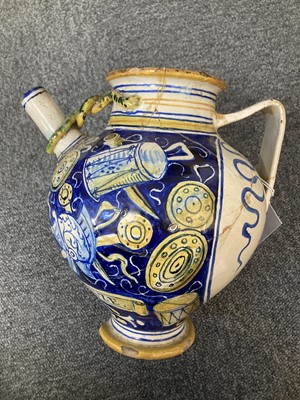 Lot 498 - Maiolica. An Italian maiolica pottery drug jar, probably 18th century