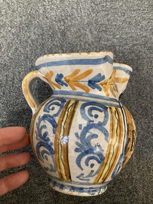 Lot 498 - Maiolica. An Italian maiolica pottery drug jar, probably 18th century