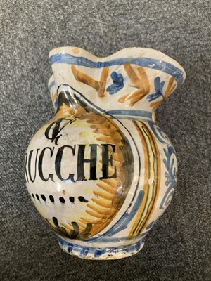 Lot 498 - Maiolica. An Italian maiolica pottery drug jar, probably 18th century
