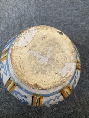 Lot 498 - Maiolica. An Italian maiolica pottery drug jar, probably 18th century