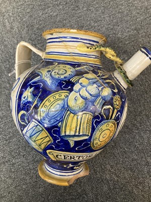 Lot 498 - Maiolica. An Italian maiolica pottery drug jar, probably 18th century