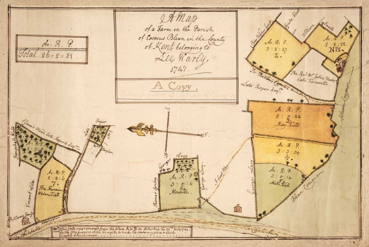 Lot 79 - Kent Estate Plans. Plans of Estates near Canterbury in the County of Kent, mid-18th-century