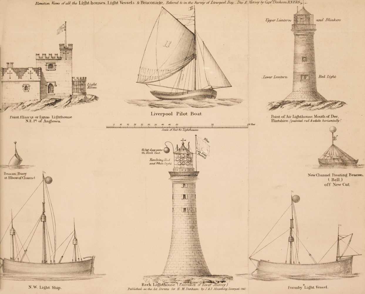 Lot 35 - Denham (Henry Mangles). Sailing Directions from Point Lynas to Liverpool with Charts, 1840
