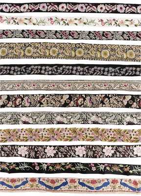 Lot 716 - Chinese Embroideries. A collection of needlework borders, 19th-early 20th century