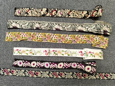 Lot 716 - Chinese Embroideries. A collection of needlework borders, 19th-early 20th century