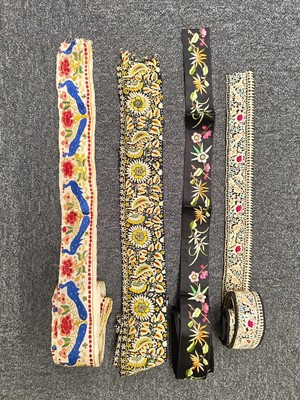 Lot 716 - Chinese Embroideries. A collection of needlework borders, 19th-early 20th century