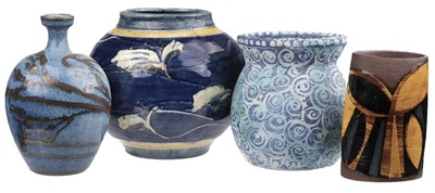 Lot 540 - Studio Pottery. A mixed collection, including a terracotta earthenware oval vessel by Richard Phethean (1953 -)