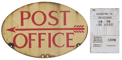 Lot 486 - Enamel Sign. Post Office double sided directional sign
