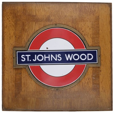 Lot 485 - Enamel Sign. London Underground 'St. John's Wood' ticket office enamel sign