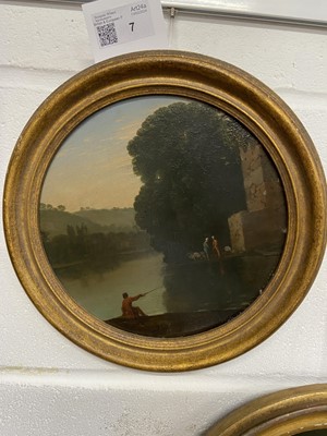 Lot 7 - Tassi (Agnostini Buonamici 1578-1644). Landscape with figures by a river, late 17th century