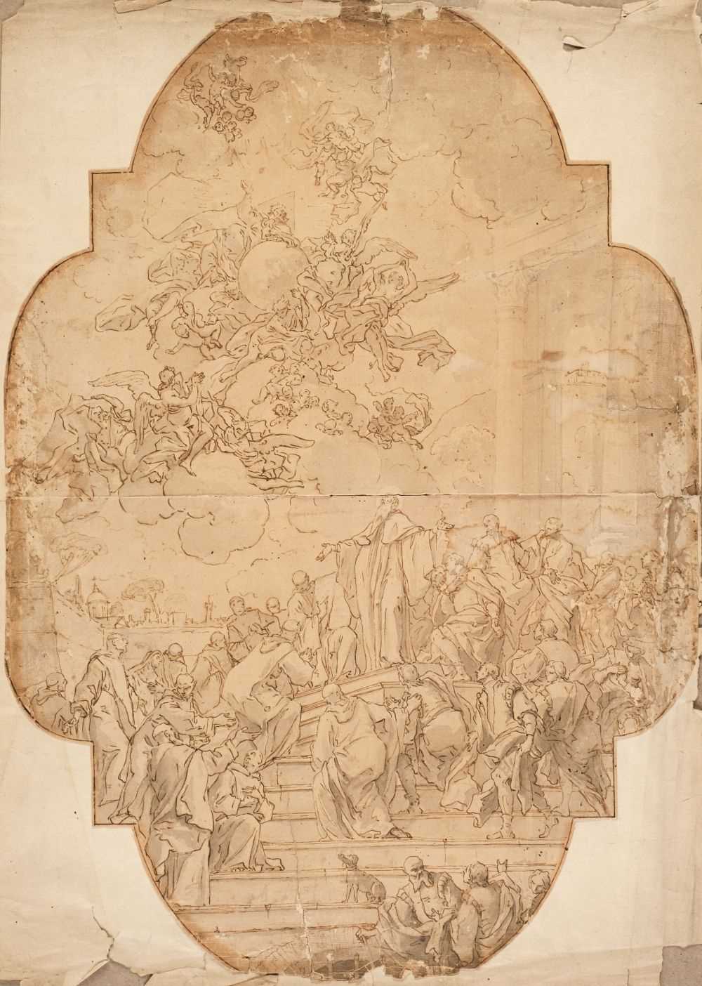 Lot 31 - Studio of Francesco Solimena (Canale, 1657 - 1747 Naples). Glorification of a Saint