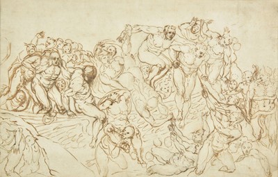 Lot 38 - Fuseli (Henry, 1741-1825). Study after Michelangelo's Last Judgement, 1775,  pen and ink