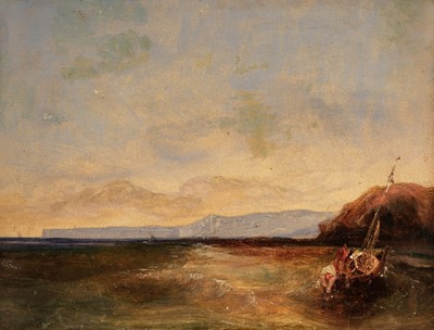 Lot 133 - Carmichael (John Wilson, 1800-1868). Fishing Boat off Scarborough, oil on board