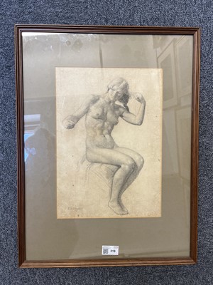 Lot 137 - Hughes (Edward Robert, 1851-1914). Seated female nude, black chalk on cream laid paper