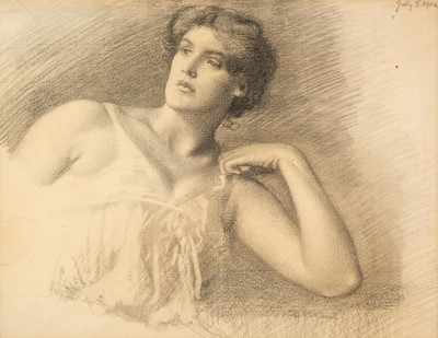 Lot 137 - Hughes (Edward Robert, 1851-1914). Seated female nude, black chalk on cream laid paper