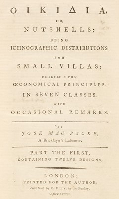 Lot 15 - Peacock (James). Oikidia, or Nutshells, 1st edition, 1785