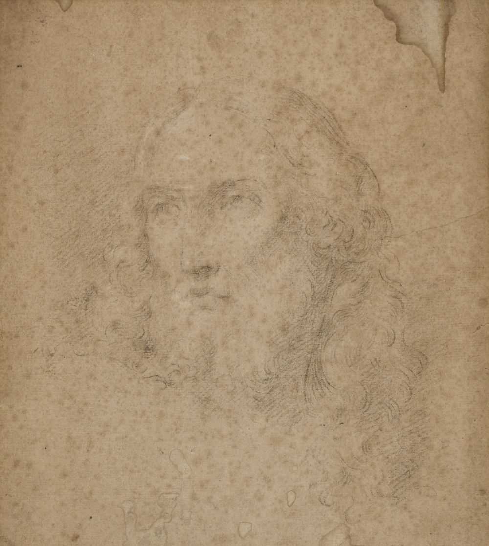 Lot 33 - Creti (Donato, 1671-1749). Head of an Apostle, black chalk on pale brown laid paper