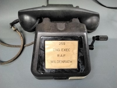 Lot 376 - RAF Telephone. A black bakelite telephone by Krone circa 1950