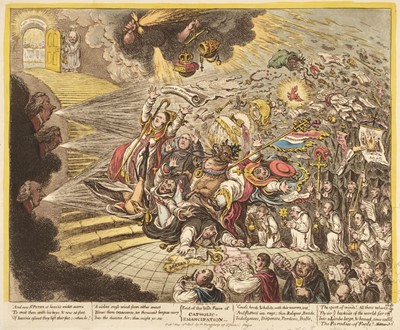 Lot 210 - Gillray (James). End of the Irish Farce of Catholic Emancipation, H. Humphrey, 1805