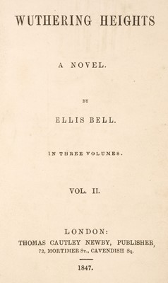 Lot 292 - Brontë (Emily). Wuthering Heights, A Novel by Ellis Bell, volume 2 only, 1st edition, 1847