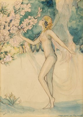 Lot 189 - Tarrant (Margaret Winifred, 1888-1959). Fairy with Cherry Blossom, watercolour with pencil on paper