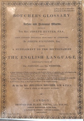Lot 290 - Boucher (Jonathan). Boucher's Glossary of Archaic and Provincial Words, [1832]-1833