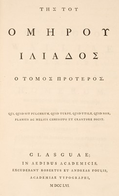 Lot 312 - Homer. Iliados [&] Odysseias [graece], edited by Jacob Moor and George Muirhead, 4 volumes, Glasgow