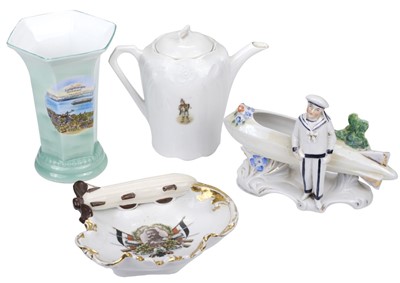 Lot 496 - Airship Ceramics. A collection of continental souvenir porcelain