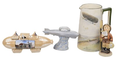 Lot 497 - Airship Ceramics. A collection of Continental souvenir wares