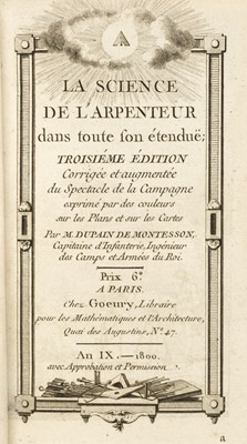 Lot 302 - Dupain de Montesson (Louis Charles). La Science de l'Arpenteur..., 1800