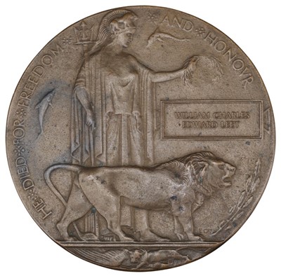 Lot 157 - WWI Royal Air Force. Bronze Memorial Plaque 'William Charles Edward Leet'